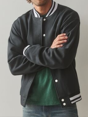 American Giant Size Black Large Unisex Lettermen Jacket NWOT